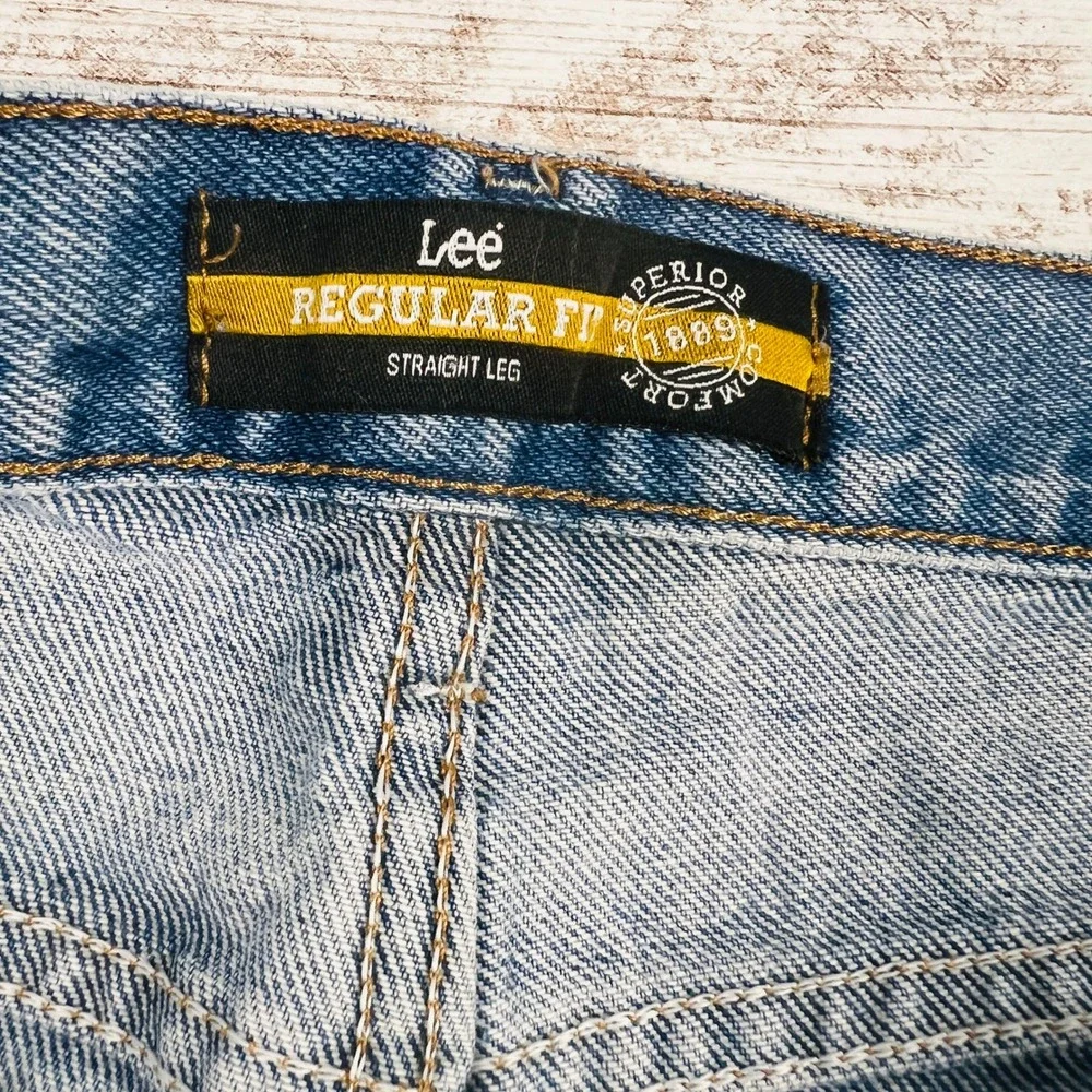Lee Mens Jeans 38x30 Medium Wash Blue Regular Fit Straight Leg 100% Cotton